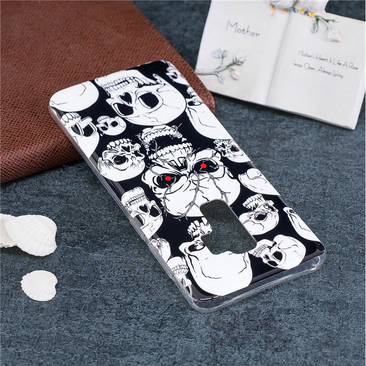 For Samsung Galaxy S9+ Noctilucent Patterned IMD TPU Soft Cover Shell - Skulls-6