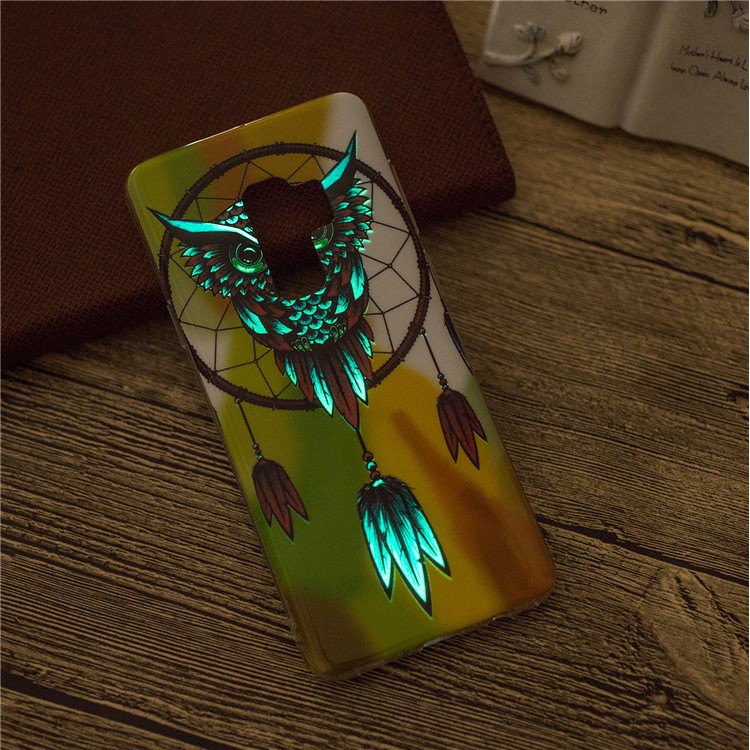 Patterned Noctilucent IMD Soft TPU Gel Phone Lightweight Case for Samsung Galaxy S9+ G965 - Owl and Dream Catcher-4