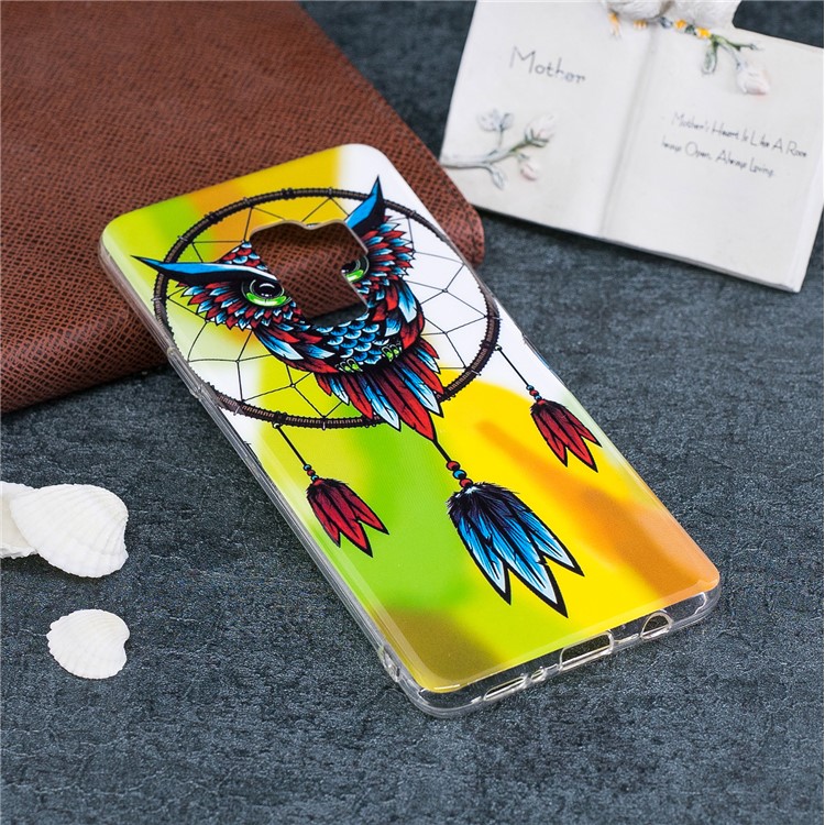 Patterned Noctilucent IMD Soft TPU Gel Phone Lightweight Case for Samsung Galaxy S9+ G965 - Owl and Dream Catcher-5