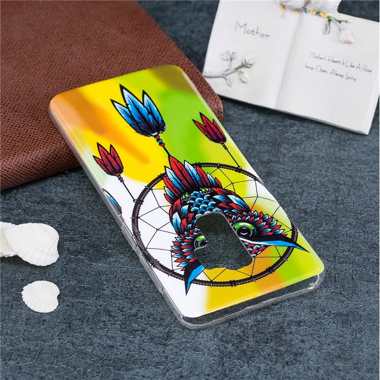 Patterned Noctilucent IMD Soft TPU Gel Phone Lightweight Case for Samsung Galaxy S9+ G965 - Owl and Dream Catcher-6