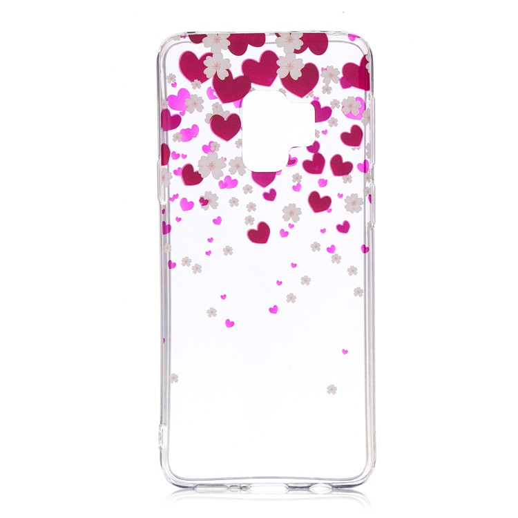 Patterned IMD Soft TPU Back Cover for Samsung Galaxy S9 - Heart and Flower-1