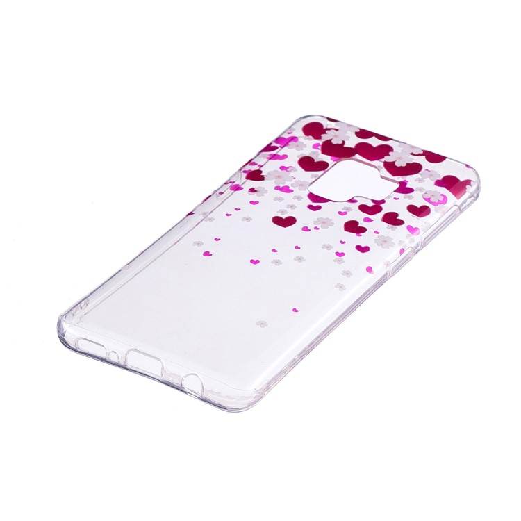 Patterned IMD Soft TPU Back Cover for Samsung Galaxy S9 - Heart and Flower-2