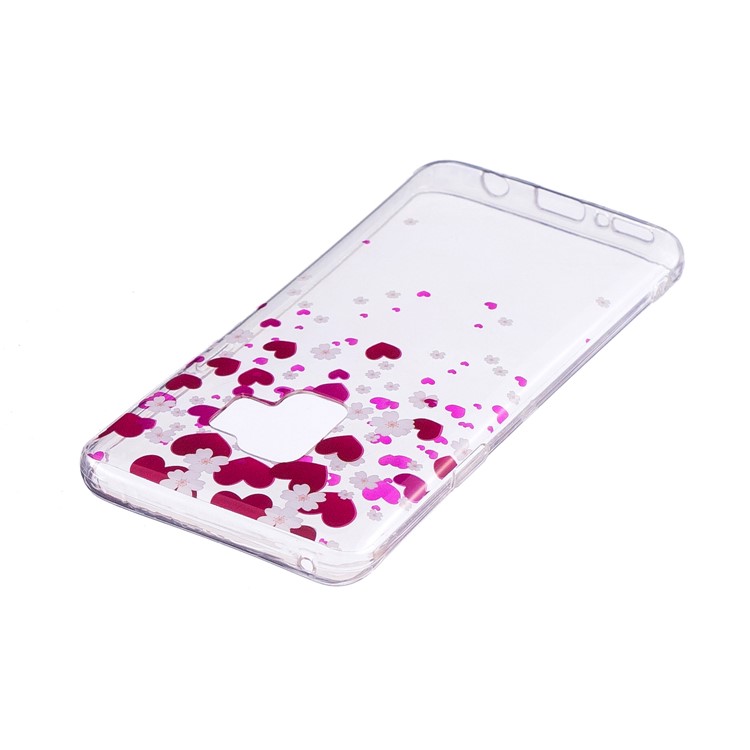 Patterned IMD Soft TPU Back Cover for Samsung Galaxy S9 - Heart and Flower-3