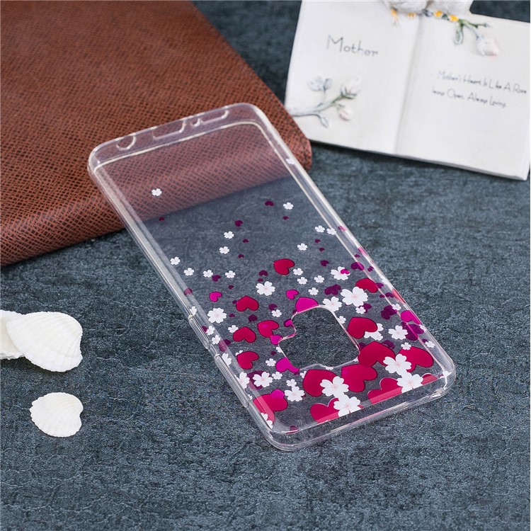 Patterned IMD Soft TPU Back Cover for Samsung Galaxy S9 - Heart and Flower-5