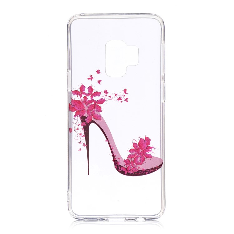IMD Soft TPU Patterned Back Mobile Shell for Samsung Galaxy S9 - Flowered High Heel Shoe-1