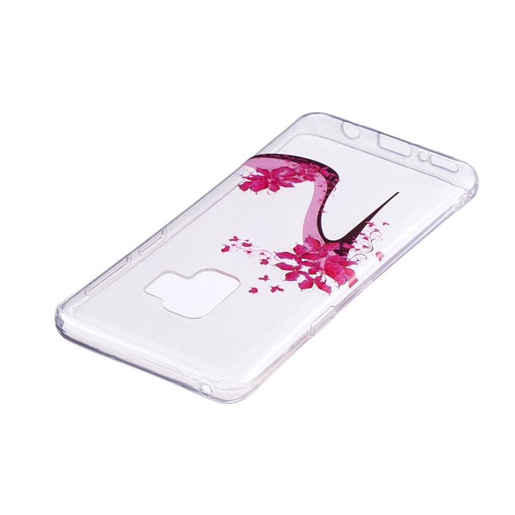 IMD Soft TPU Patterned Back Mobile Shell for Samsung Galaxy S9 - Flowered High Heel Shoe-3