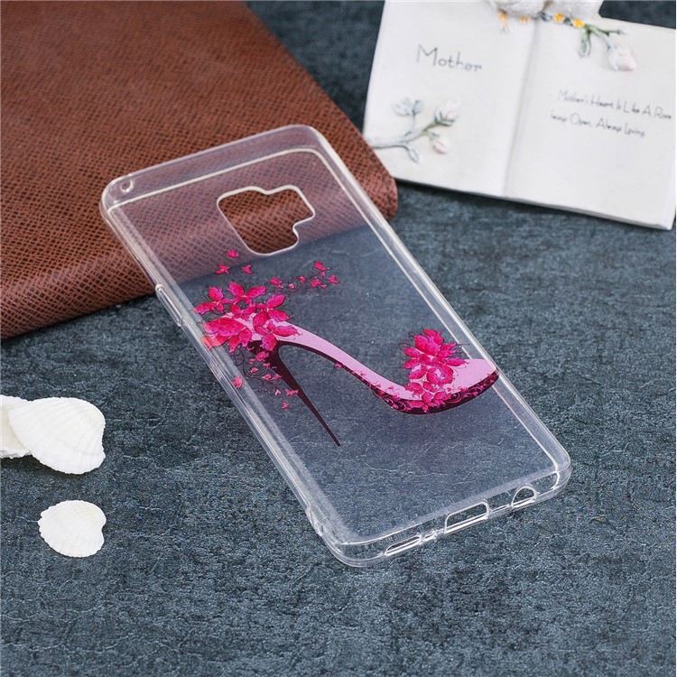 IMD Soft TPU Patterned Back Mobile Shell for Samsung Galaxy S9 - Flowered High Heel Shoe-4