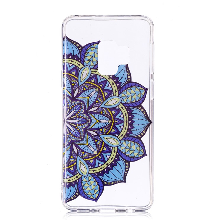 Pattern Printing IMD TPU Gel Shell for Samsung Galaxy S9+ - Blue Flower-1