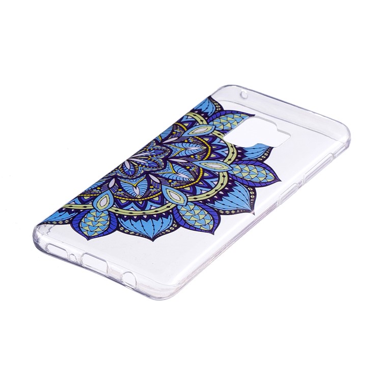 Pattern Printing IMD TPU Gel Shell for Samsung Galaxy S9+ - Blue Flower-2