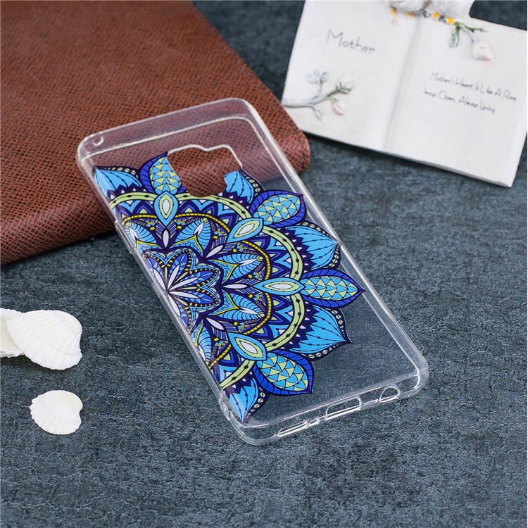 Pattern Printing IMD TPU Gel Shell for Samsung Galaxy S9+ - Blue Flower-4