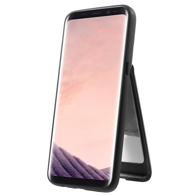 Card Slots Hard PC Back Case with Mirror and Kickstand for Samsung Galaxy S8 G950 - Black-4