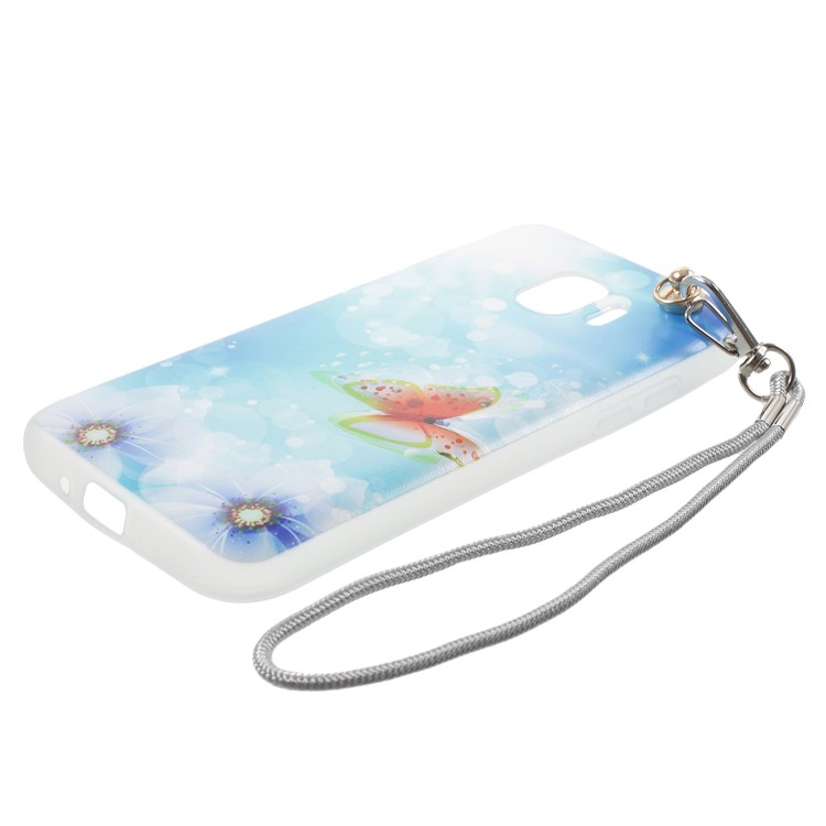 Pattern Printing TPU Mobile Cover with Lanyard for Samsung Galaxy J2 Pro 2018 - Butterfly and Flowers-2
