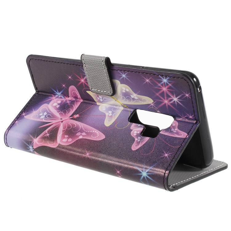 Pattern Printing PU Leather Magnetic Wallet Stand Protective Phone Case for Samsung Galaxy S9+ - Crystal Butterfly-10