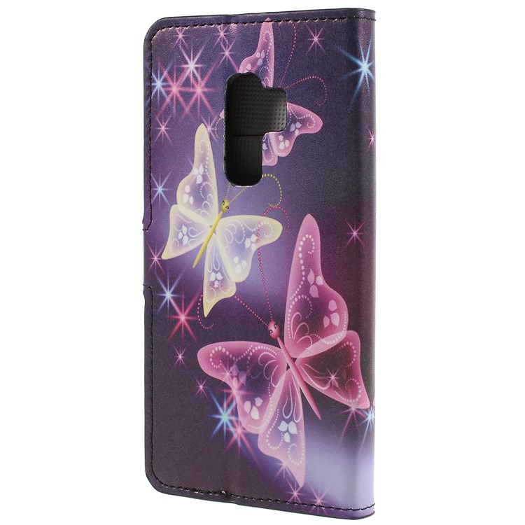 Pattern Printing PU Leather Magnetic Wallet Stand Protective Phone Case for Samsung Galaxy S9+ - Crystal Butterfly-3
