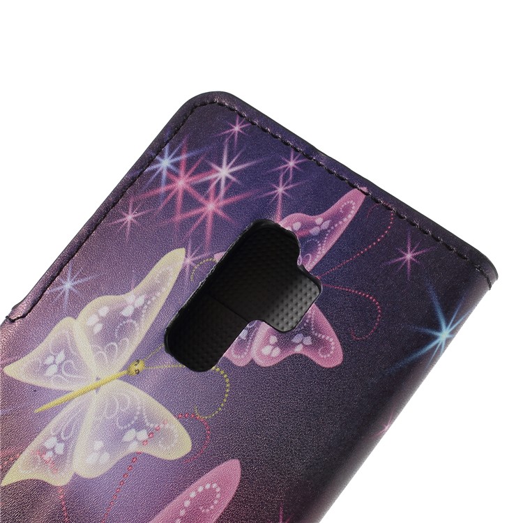 Pattern Printing PU Leather Magnetic Wallet Stand Protective Phone Case for Samsung Galaxy S9+ - Crystal Butterfly-6