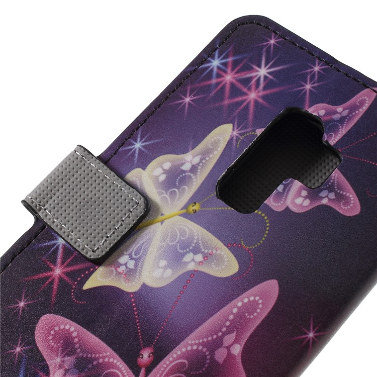 Pattern Printing PU Leather Magnetic Wallet Stand Protective Phone Case for Samsung Galaxy S9+ - Crystal Butterfly-8