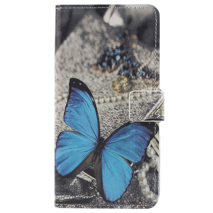 Pattern Printing PU Leather Magnetic Wallet Stand Protective Cover Accessory for Samsung Galaxy S9+ - Blue Butterfly-3