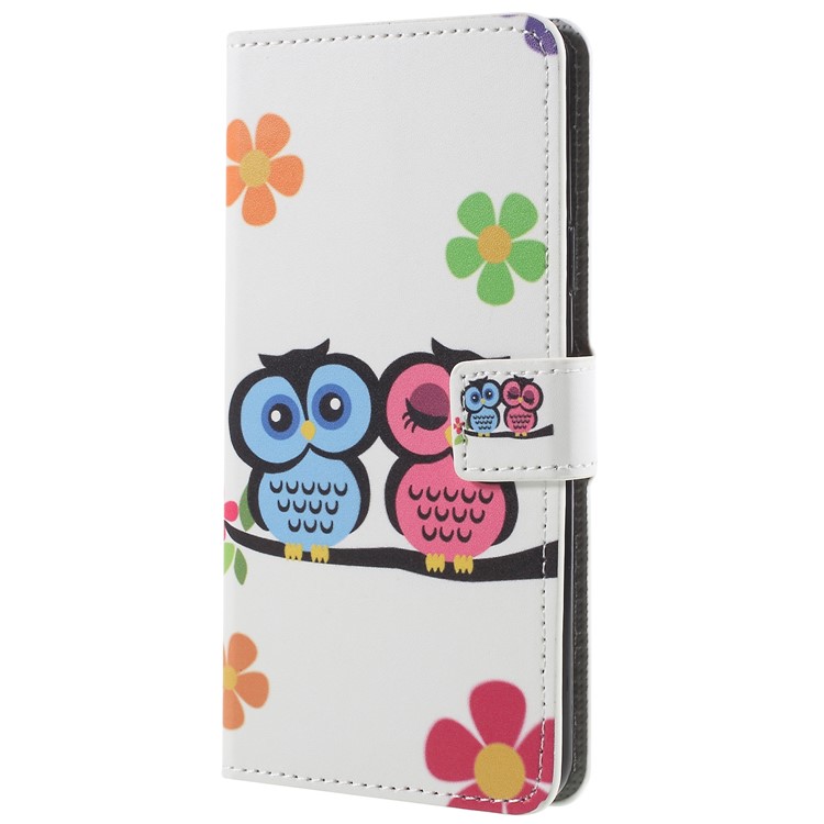 

For Samsung Galaxy S9+ Pattern Printing PU Leather Wallet Stand Case Shell - Sweet Owl Lovers
