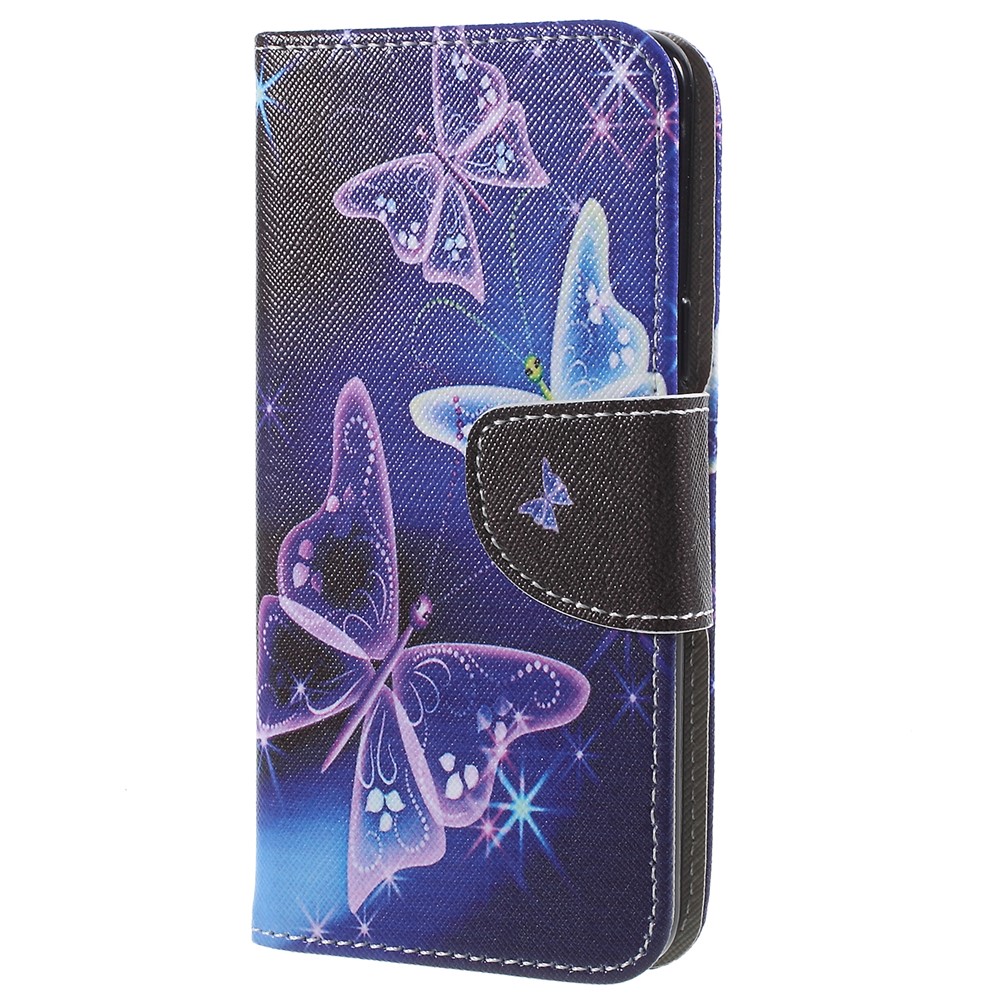 Pattern Printing Cross Texture Stand Wallet Leather Casing for Samsung Galaxy S9 G960 - Crystal Butterfly-2