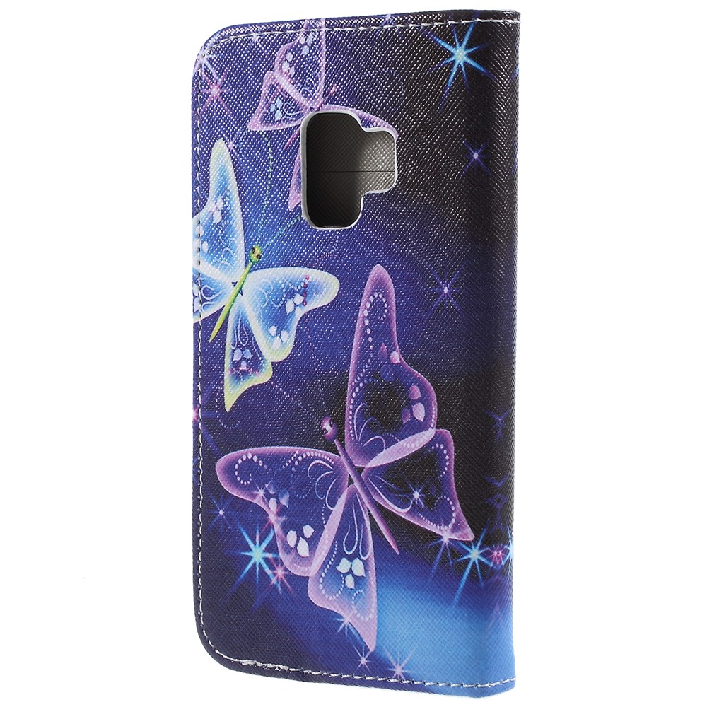 Impresión de Patrones Textura Cruzada de Textura Carcasa de Cuero Para Samsung Galaxy S9 G960 - Mariposa de Cristal