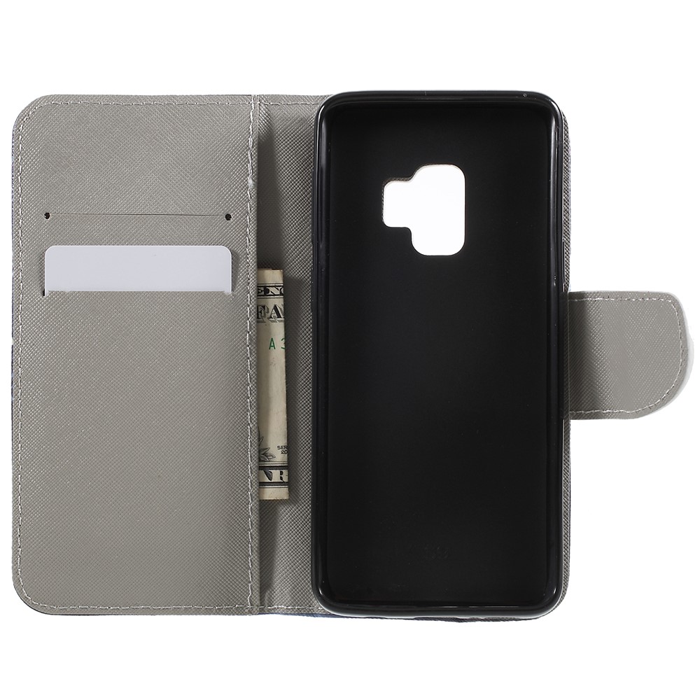 Pattern Printing Cross Texture Stand Wallet Leather Casing for Samsung Galaxy S9 G960 - Crystal Butterfly-7
