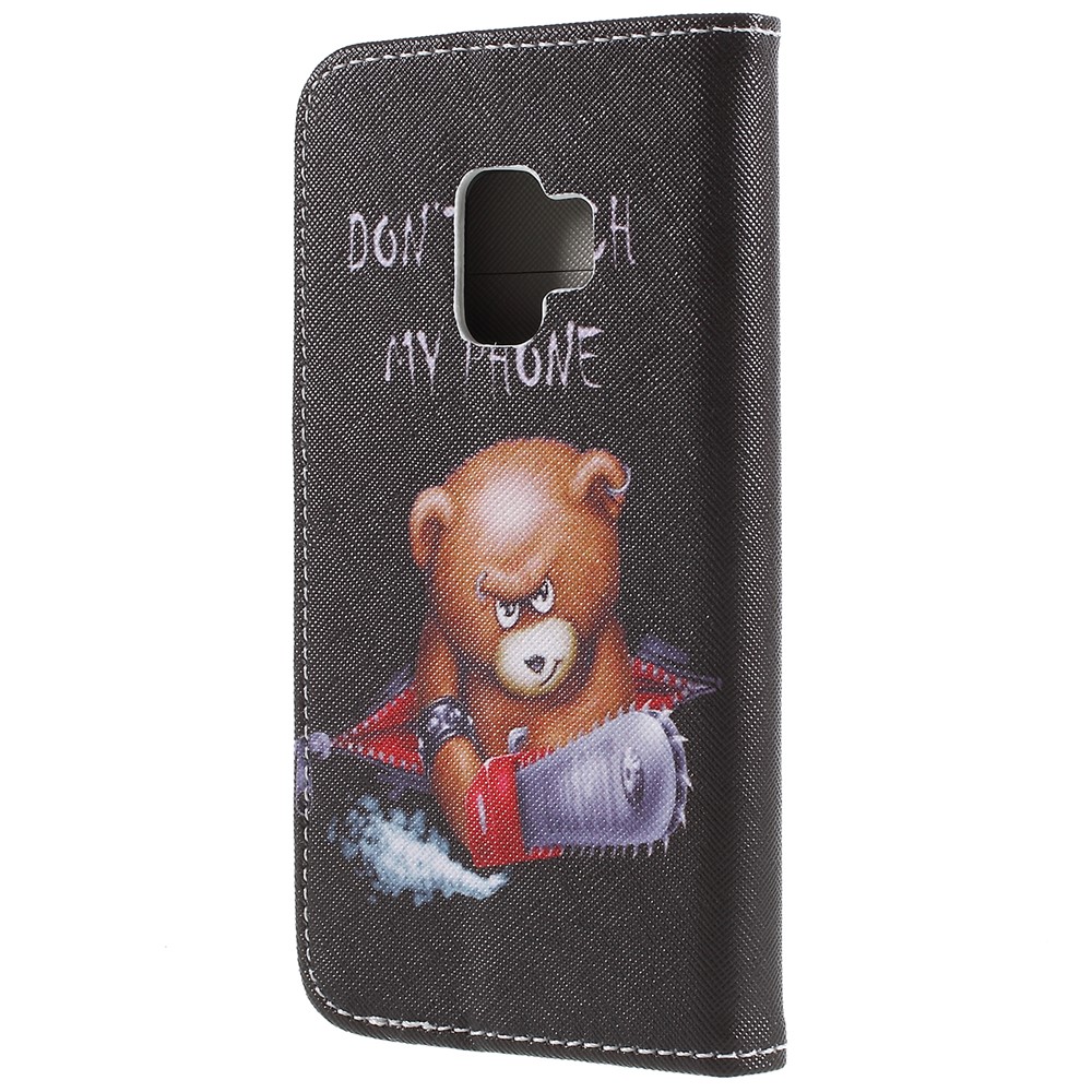Pattern Printing Cross Texture Stand Wallet Leather Flip Cover for Samsung Galaxy S9 - Angry Bear and It's Warning-2