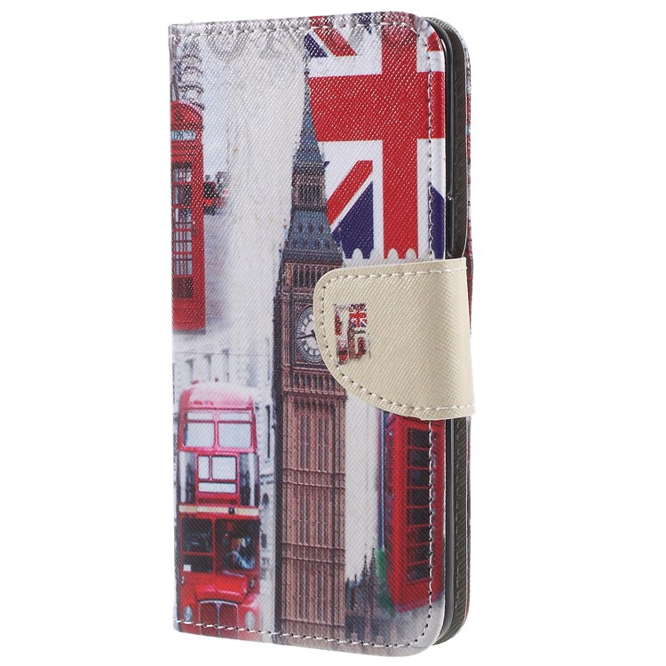Pattern Printing Cross Texture Leather Stand Wallet Mobile Case for Samsung Galaxy S9 G960 - Big Ben and UK Flag-1
