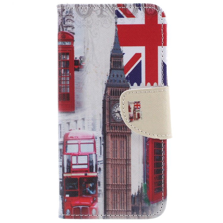 Pattern Printing Cross Texture Leather Stand Wallet Mobile Case for Samsung Galaxy S9 G960 - Big Ben and UK Flag-3