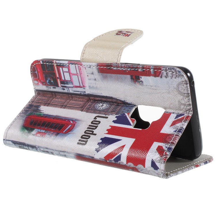 Pattern Printing Cross Texture Leather Stand Wallet Mobile Case for Samsung Galaxy S9 G960 - Big Ben and UK Flag-5