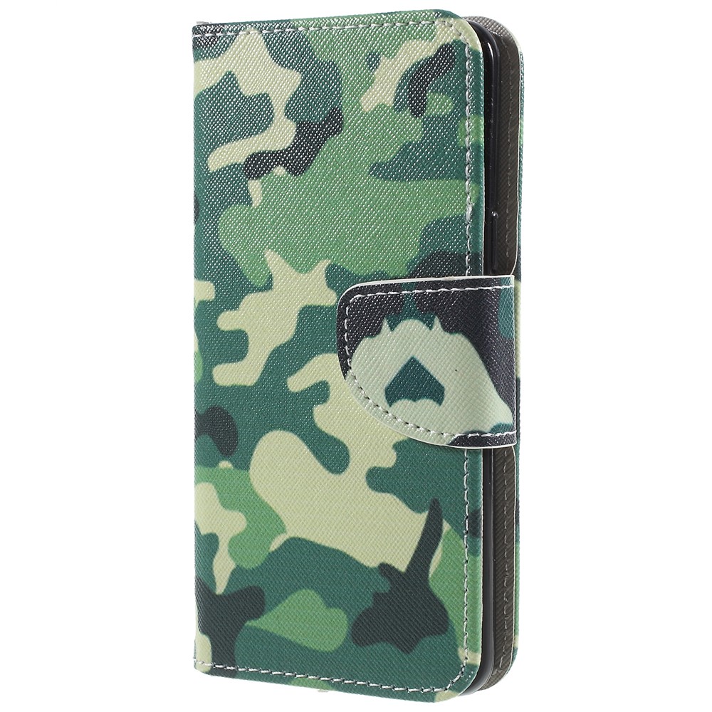 For Samsung Galaxy S9 Patterned Cross Grain Wallet Leather Case with Card Holders - Camouflage Cloth-1