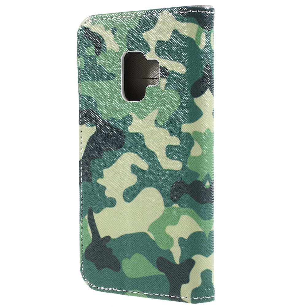 For Samsung Galaxy S9 Patterned Cross Grain Wallet Leather Case with Card Holders - Camouflage Cloth-2