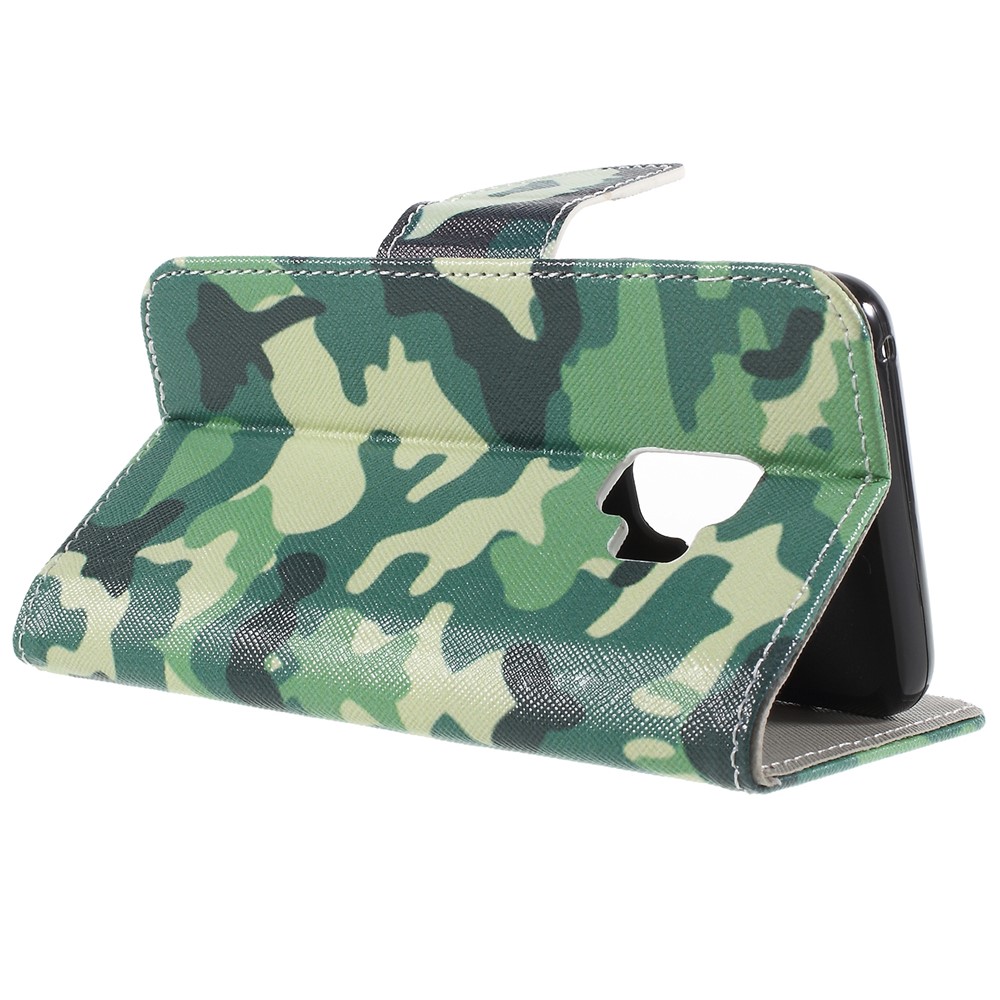 For Samsung Galaxy S9 Patterned Cross Grain Wallet Leather Case with Card Holders - Camouflage Cloth-5