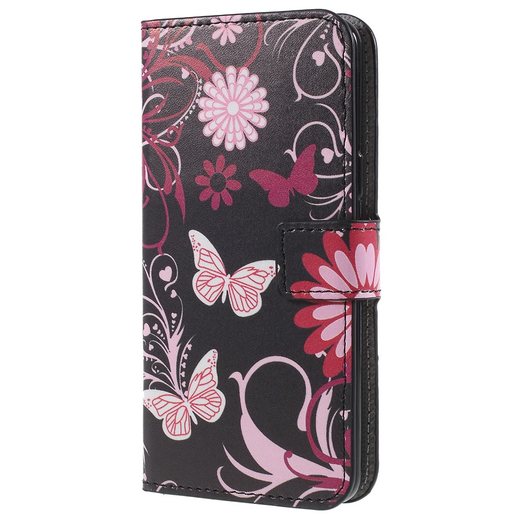 Musterdruck PU Leder Magnetwallet Ständer Schutzphase Für Samsung Galaxy S9 - Rosa Blume Und Schmetterling