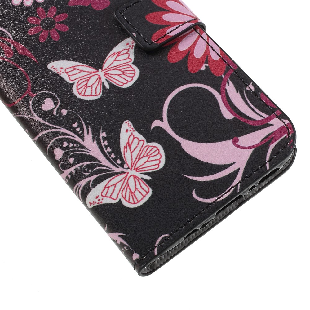 Pattern Printing PU Leather Magnetic Wallet Stand Protective Phone Casing for Samsung Galaxy S9 - Pink Flower and Butterfly-5
