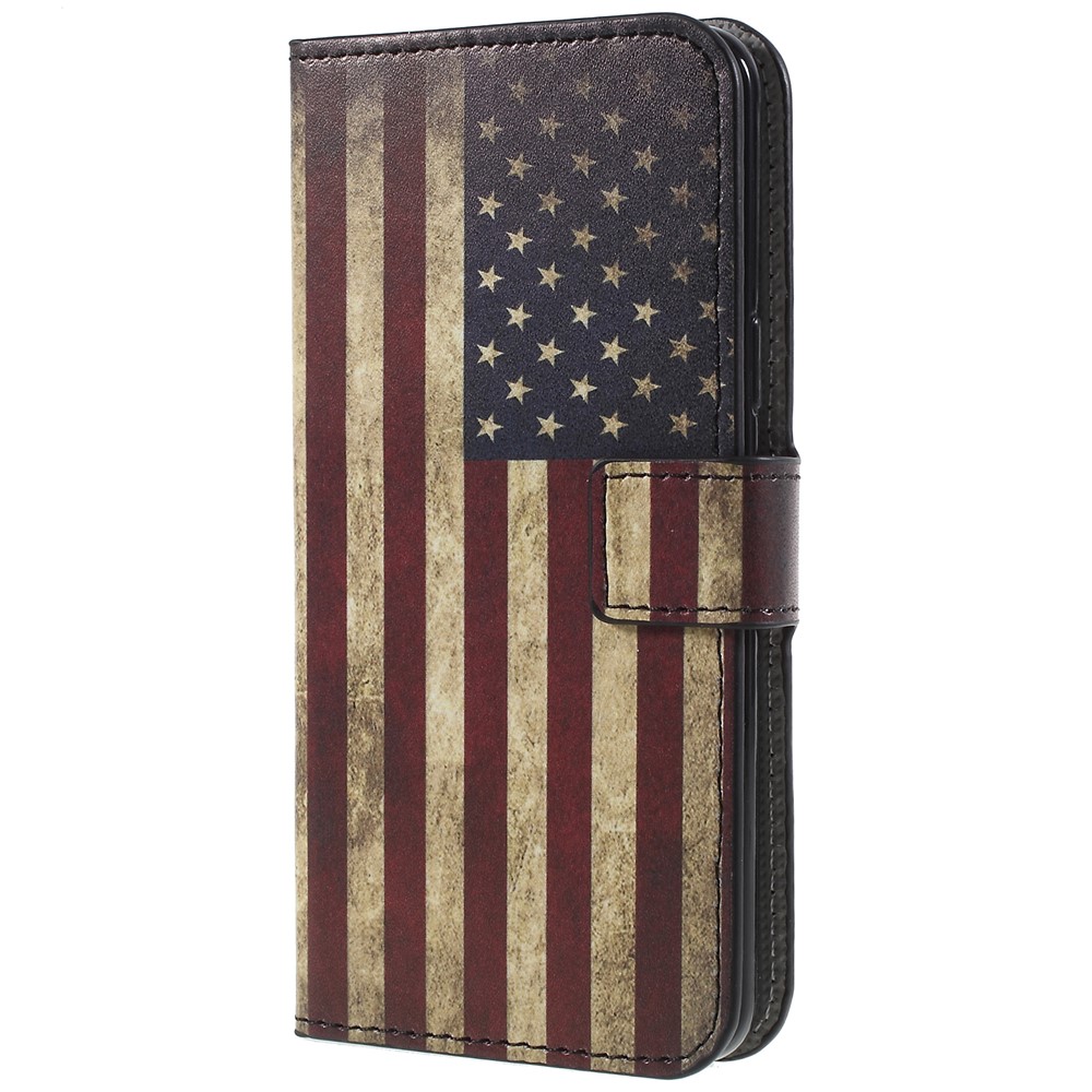 Pattern Printing PU Leather Magnetic Wallet Stand Protective Phone Casing Cover for Samsung Galaxy S9 - Flag of America-1