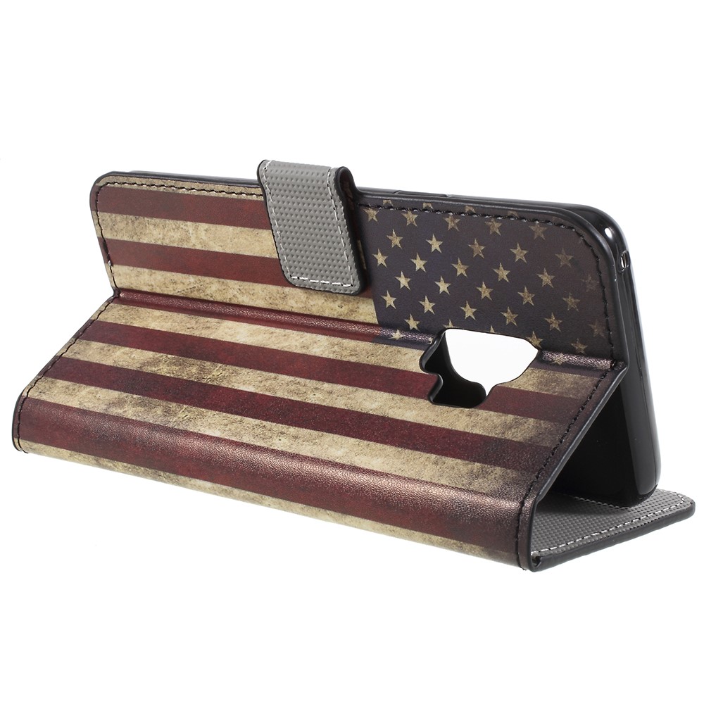 Pattern Printing PU Leather Magnetic Wallet Stand Protective Phone Casing Cover for Samsung Galaxy S9 - Flag of America-5