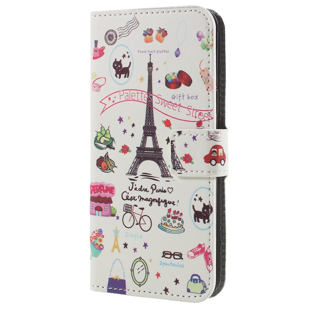 Pattern Printing PU Leather Magnetic Wallet Stand Protective Phone Shell for Samsung Galaxy S9 - Palettes Sweet Street-1