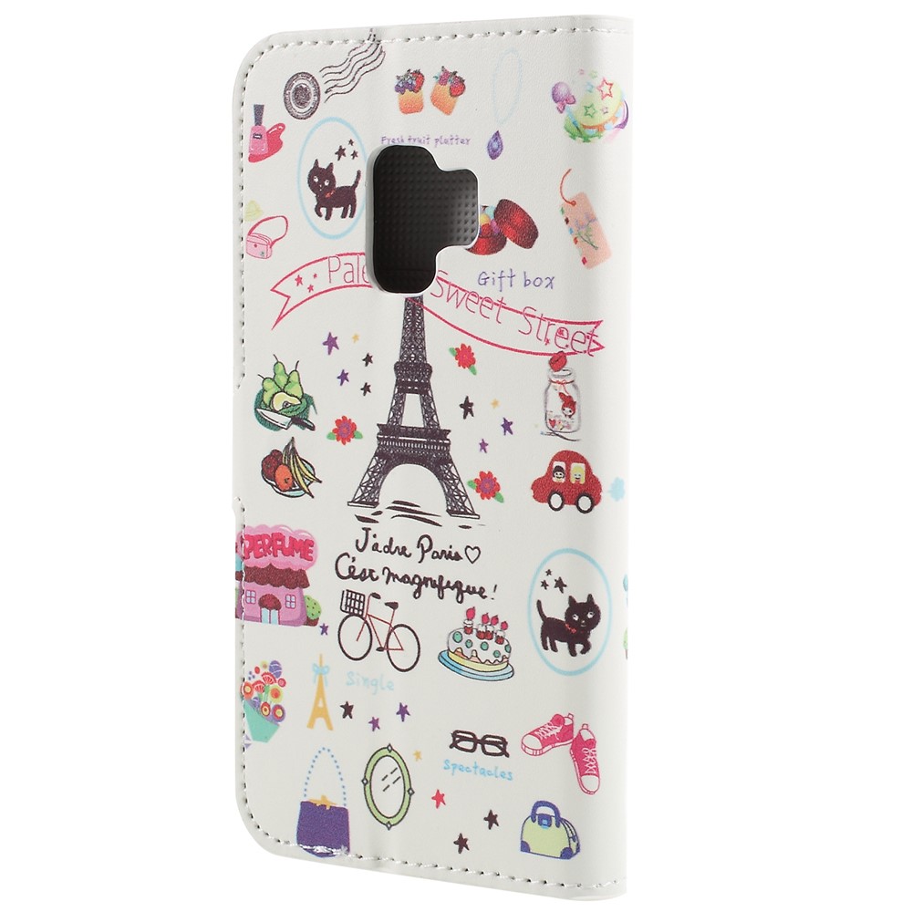 Pattern Printing PU Leather Magnetic Wallet Stand Protective Phone Shell for Samsung Galaxy S9 - Palettes Sweet Street-2