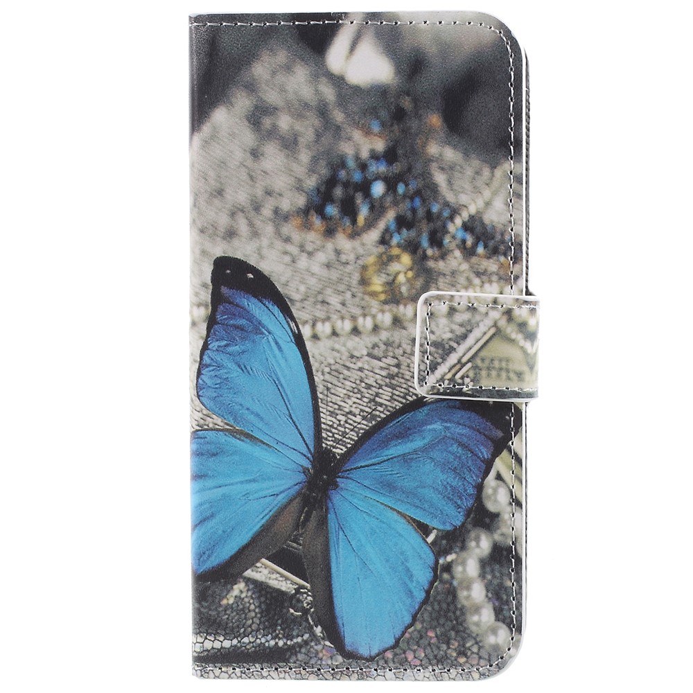 Pattern Printing PU Leather Magnetic Wallet Stand Protective Phone Casing Shell for Samsung Galaxy S9 - Blue Butterfly-3