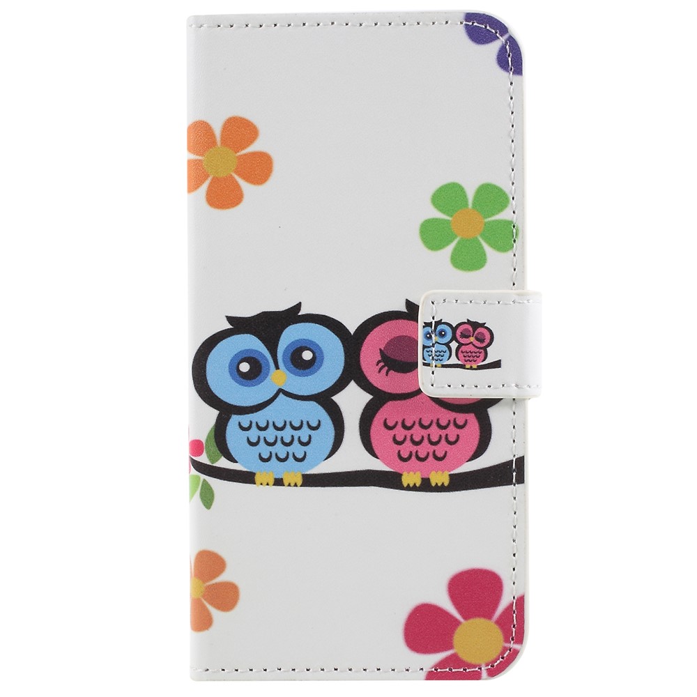 Pattern Printing PU Leather Magnetic Wallet Stand Protective Phone Accessory Case for Samsung Galaxy S9 - Owl Couple-3