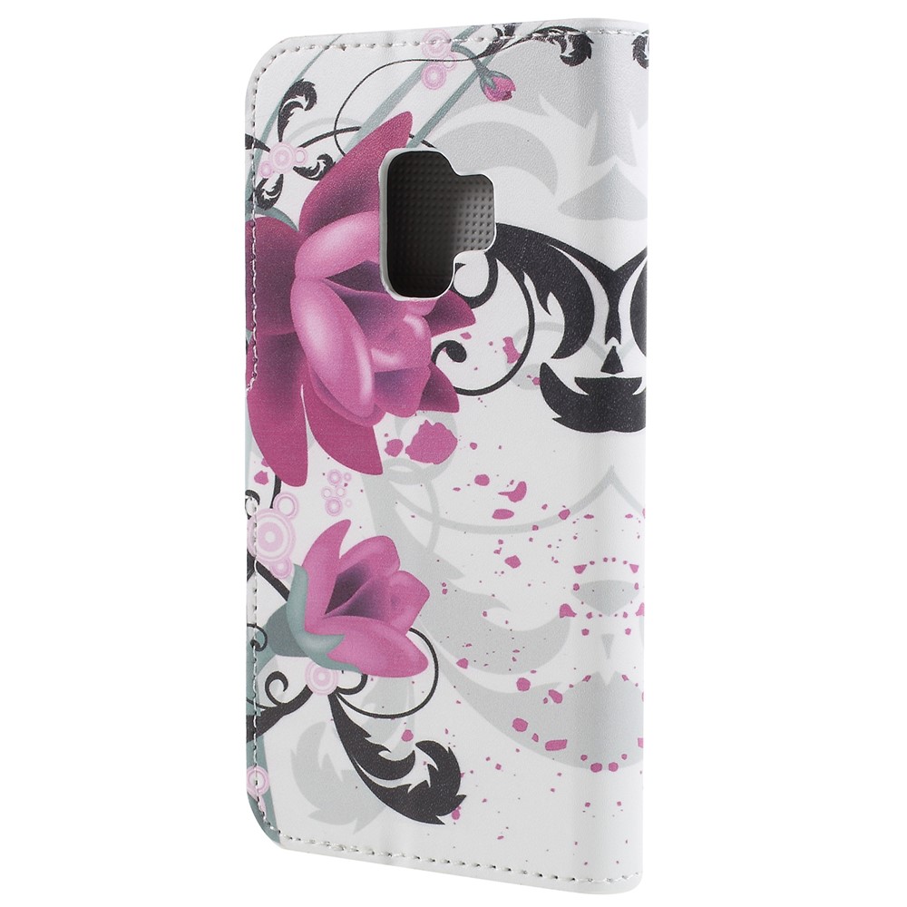Pattern Printing PU Leather Magnetic Wallet Stand Protective Phone Accessory Casing for Samsung Galaxy S9 - Purple Butterfly-2