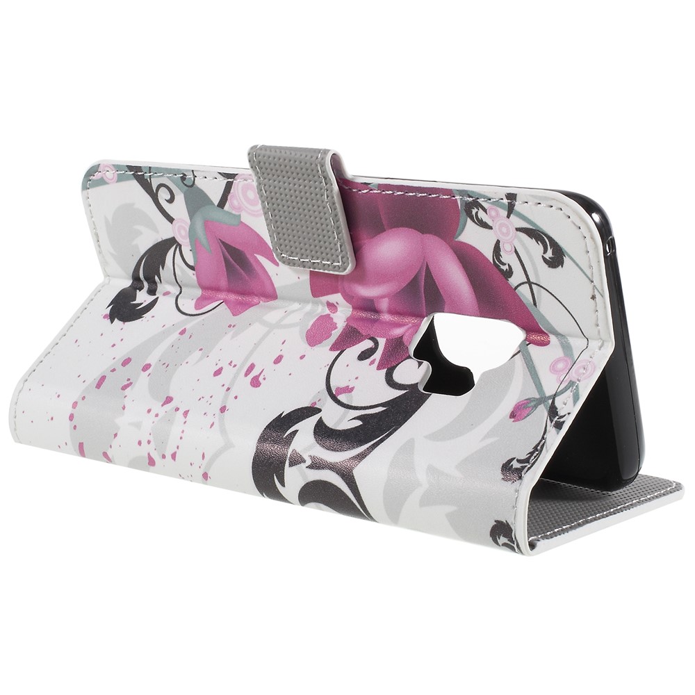 Pattern Printing PU Leather Magnetic Wallet Stand Protective Phone Accessory Casing for Samsung Galaxy S9 - Purple Butterfly-5