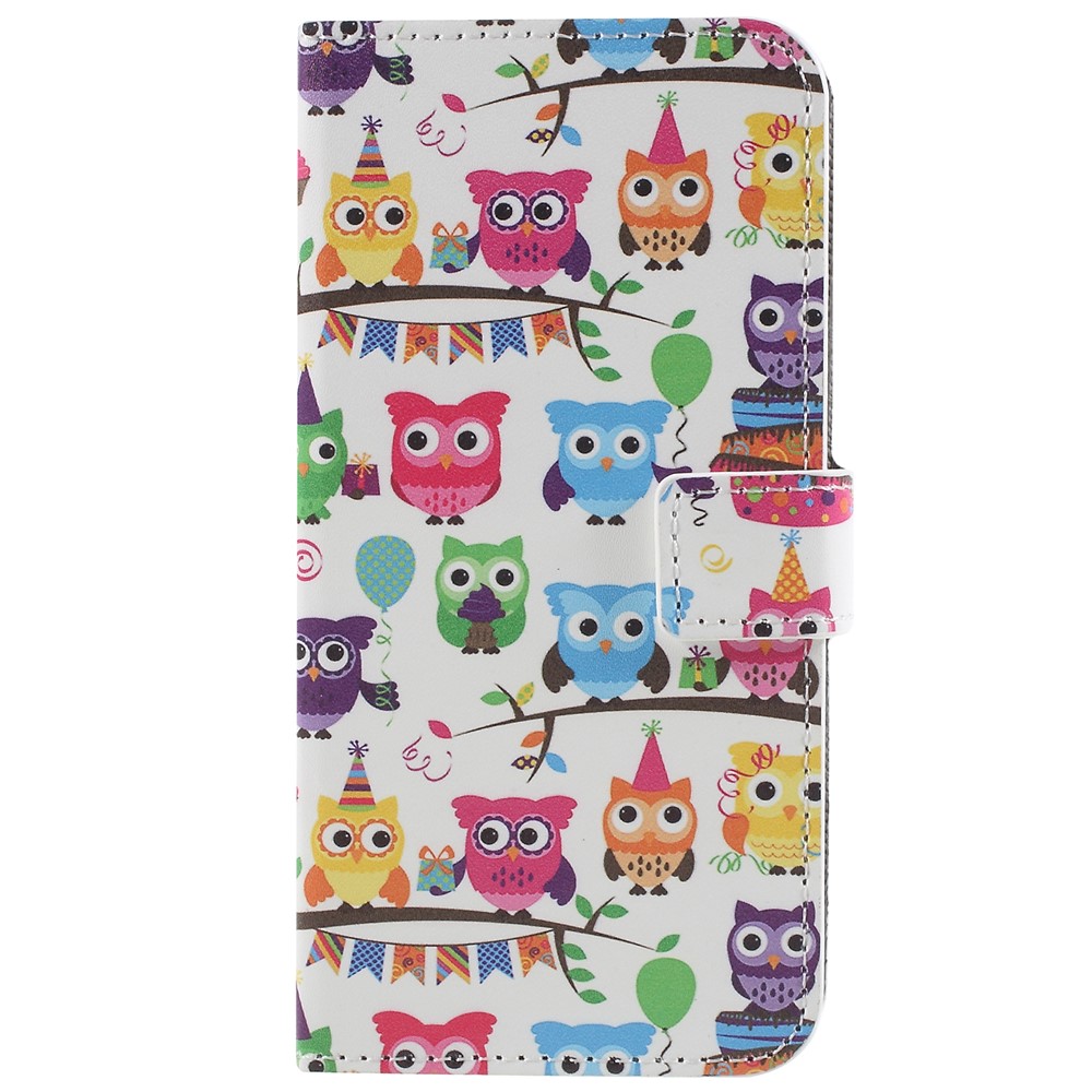 Pattern Printing PU Leather Magnetic Wallet Stand Protective Phone Protection Casing for Samsung Galaxy S9 - Owl Family-3