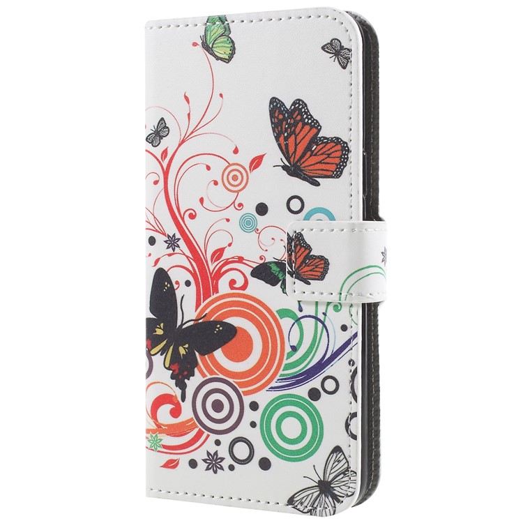 Pattern Printing PU Leather Magnetic Wallet Stand Protective Cellphone Casing for Samsung Galaxy S9 - Butterfly Flower-1
