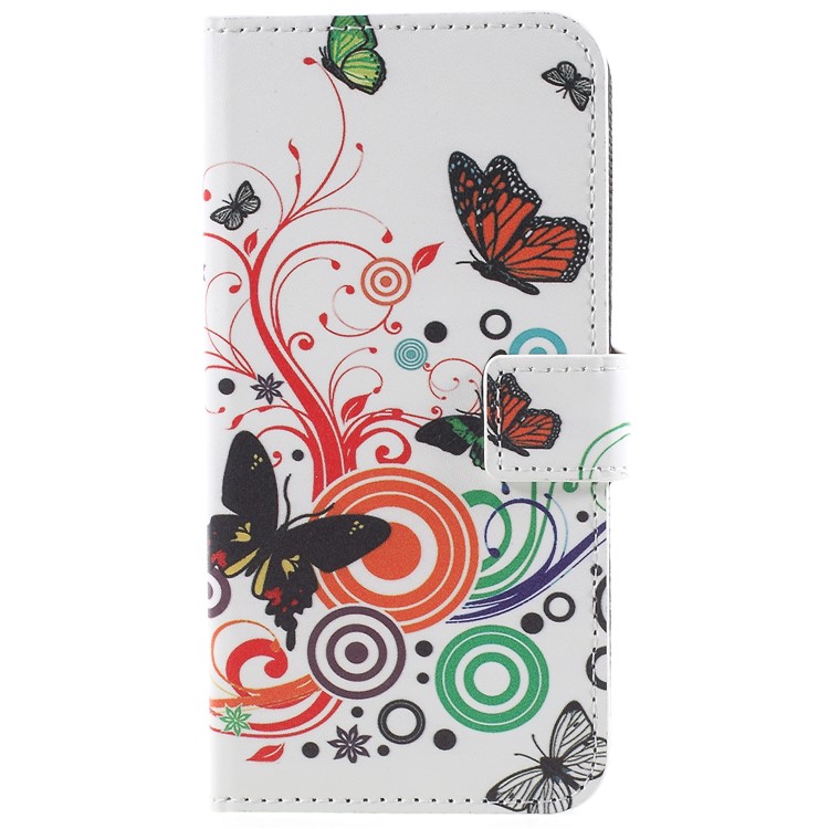 Pattern Printing PU Leather Magnetic Wallet Stand Protective Cellphone Casing for Samsung Galaxy S9 - Butterfly Flower-3
