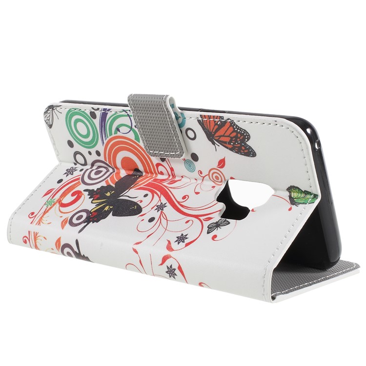 Pattern Printing PU Leather Magnetic Wallet Stand Protective Cellphone Casing for Samsung Galaxy S9 - Butterfly Flower-5