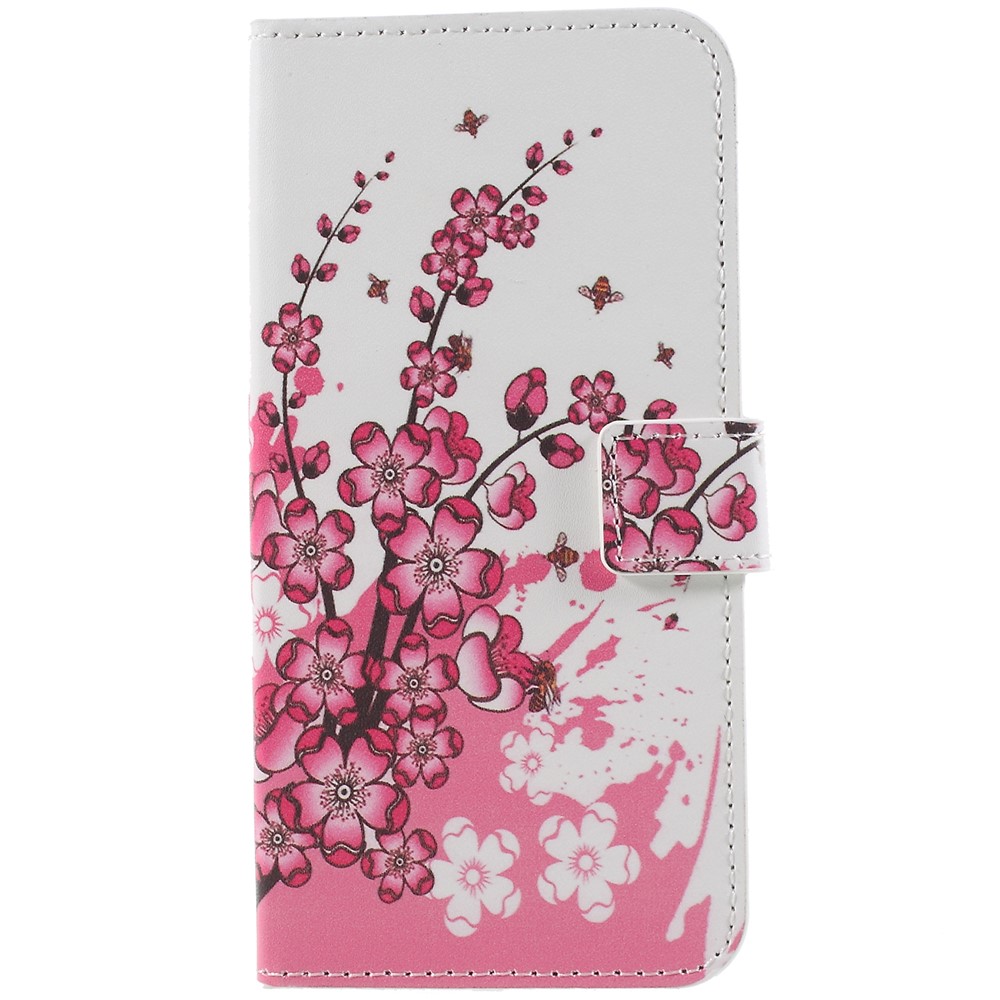 Pattern Printing PU Leather Magnetic Wallet Stand Protective Cellphone Case for Samsung Galaxy S9 - Pink Flower-3