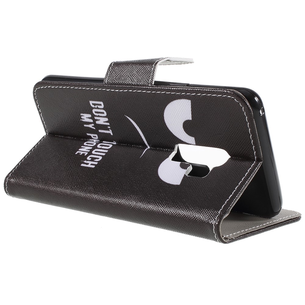 Pattern Printing Cross Grain Stand Wallet Leather Cell Phone Shell for Samsung Galaxy S9 Plus - Angry Face-9
