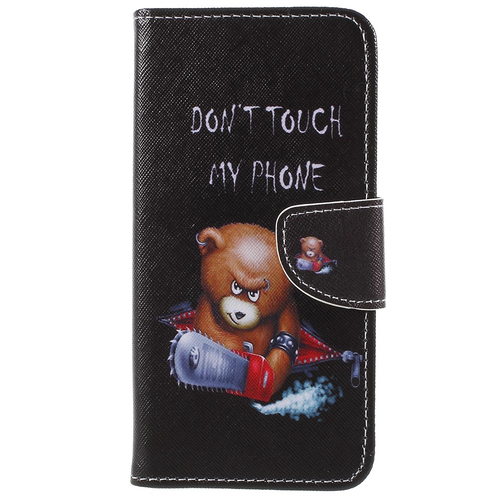 Patterned Cross Grain Stand Wallet PU Leather Phone Case for Samsung Galaxy S9+ G965 - Angry Bear and It's Warning-3