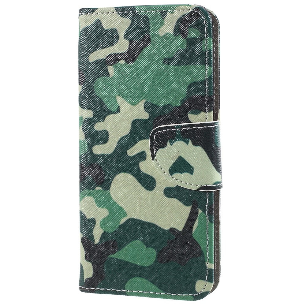 Pattern Printing Cross Texture Stand Wallet Leather Cover with Card Holders for Samsung Galaxy S9+ - Camouflage Cloth-1